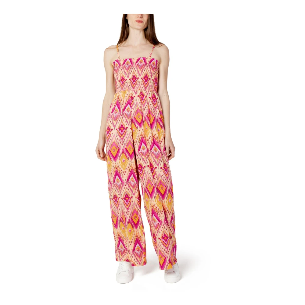 Only Fuchsia Print Square Neck Jumpsuit Pink, Dam
