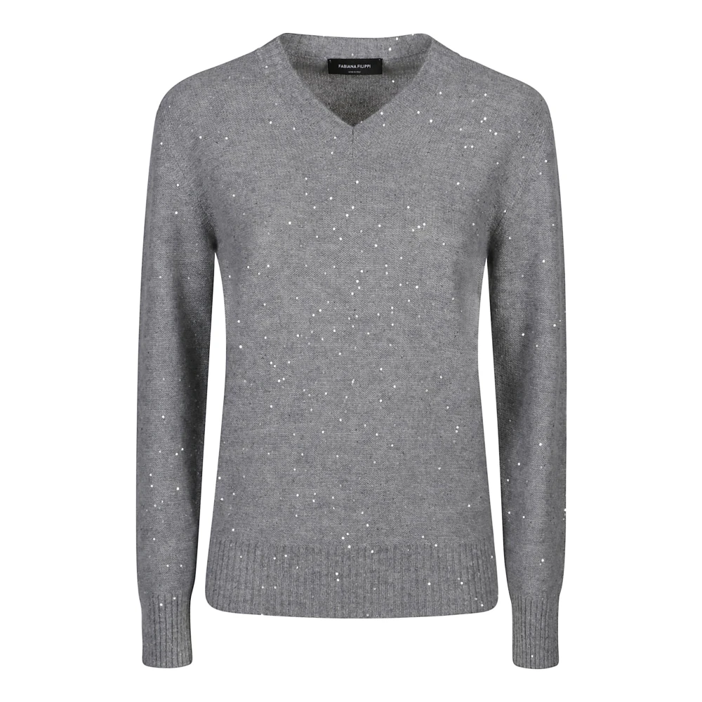 Fabiana Filippi Stijlvolle V-hals Trui Gray Dames