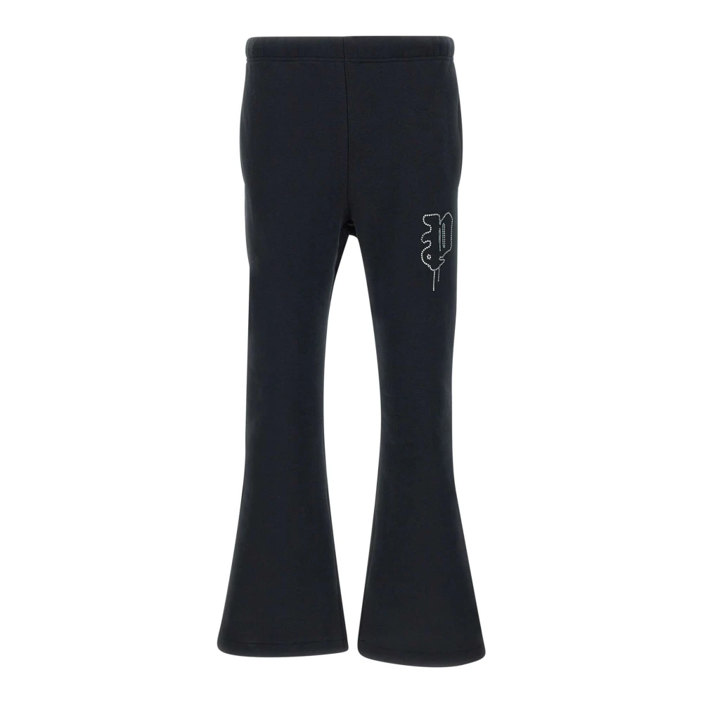 Purple Brand Zwarte Flare Beauty Katoen Fleece Jogger Black Dames