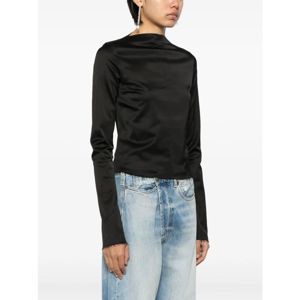 MM6 Maison Margiela Zwarte satijnen logotop Black Dames