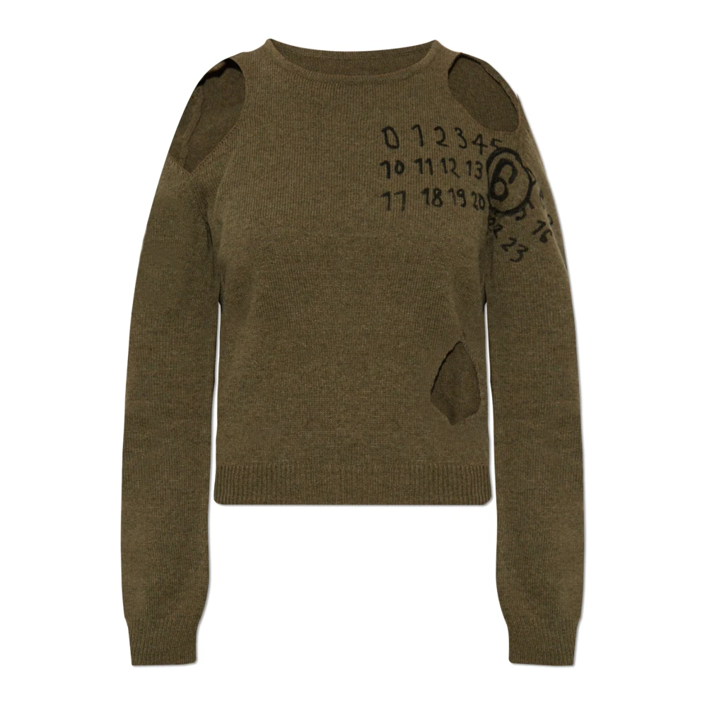 MM6 Maison Margiela Trui met decoratieve uitsparingen Green Dames