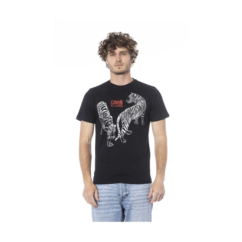 Cavalli Class Zwart Logo Print T-Shirt Black Heren