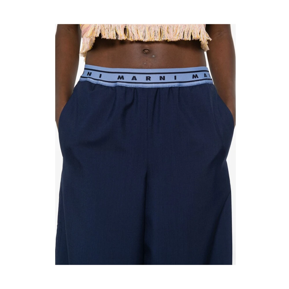 Marni Donkerblauw Elastische Taille Zakken Blue Dames