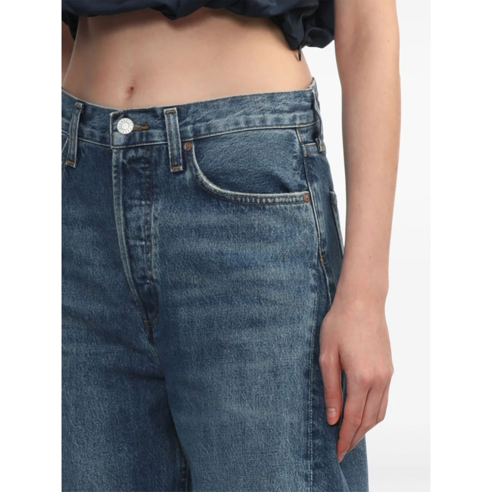 Agolde Blauwe Denim Straight Leg Jeans Blue Dames
