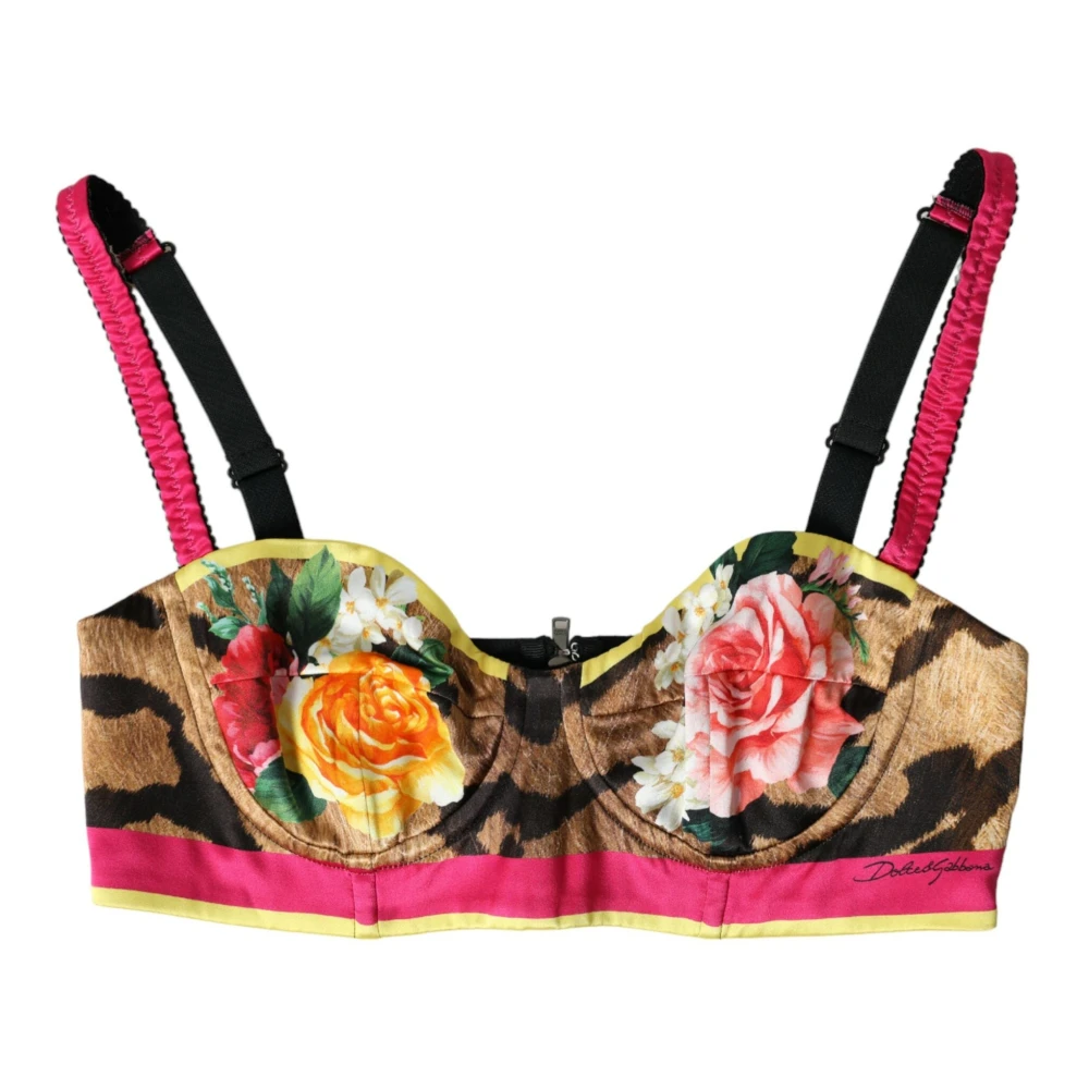 Blomstret Silkeblandet Bustier Crop Top