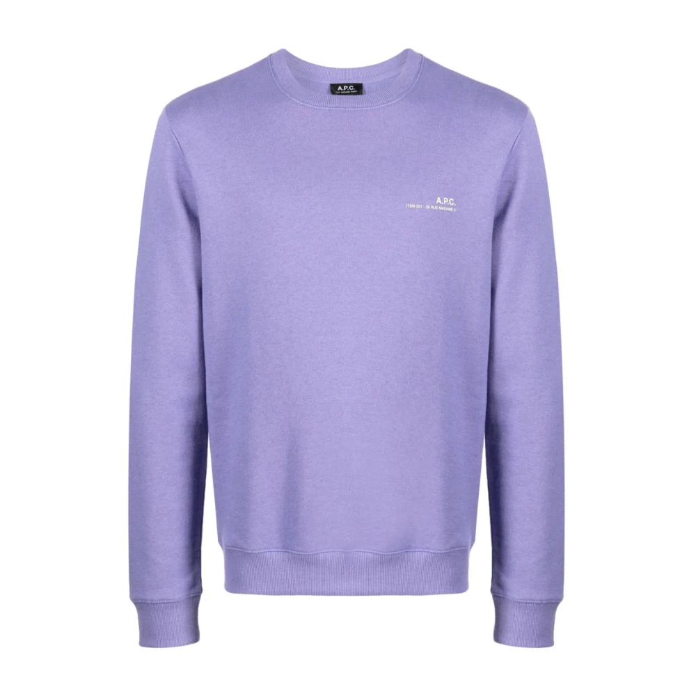 A.p.c. Logo Print Sweatshirt Pale Chine Overdye Sweatshirt Purple Beige Heren