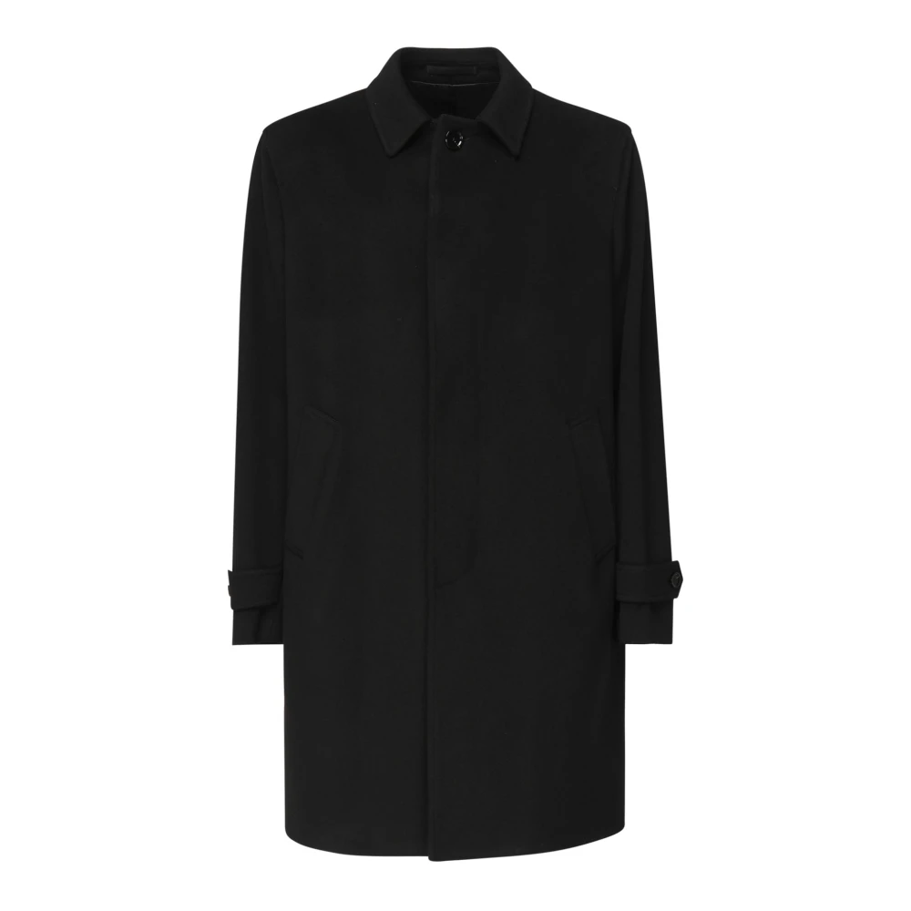 Lardini Zwarte Klassieke Jas met Verborgen Sluiting Black Heren