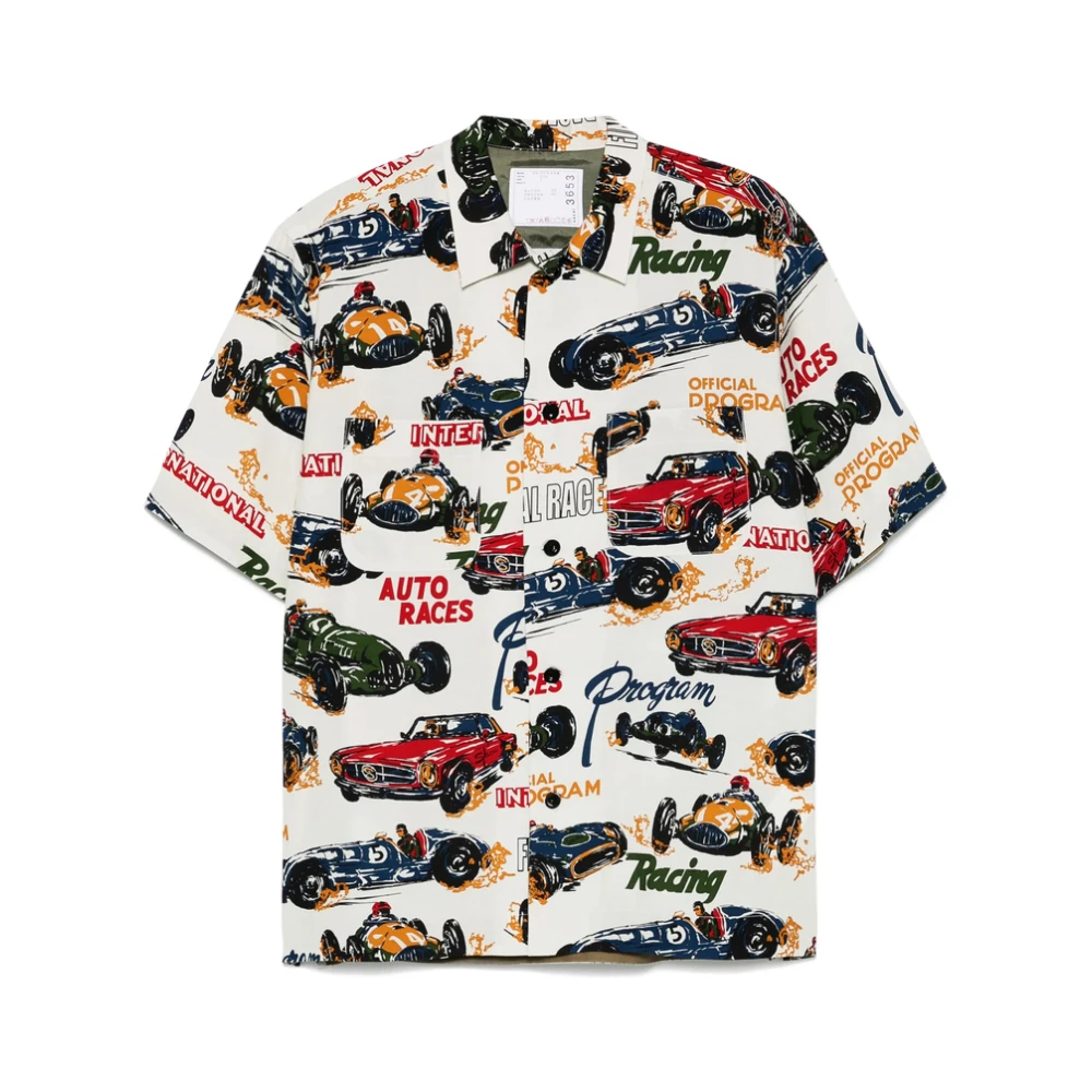 Sacai Witte Knoopshirt Klassieke Stijl Multicolor Heren