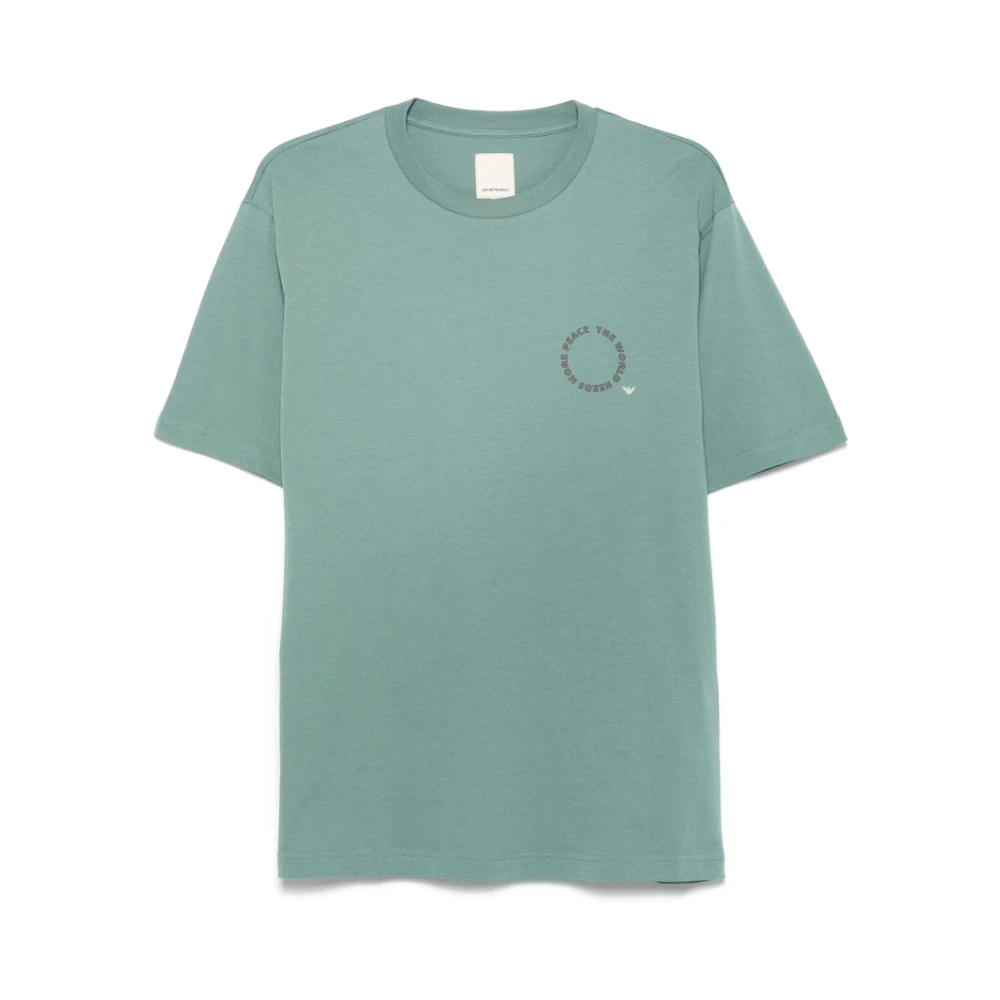 Emporio Armani Zeegroene Peace Sign T-shirt Green Heren