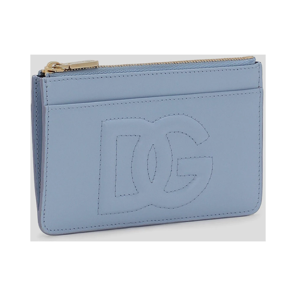 Dolce & Gabbana Leren Logo Portemonnee Blue Dames