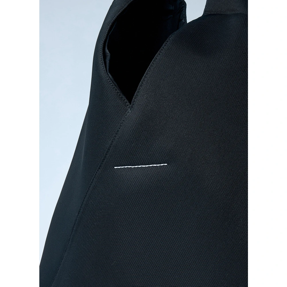 MM6 Maison Margiela Panel Gebreide Handtas met Leren Afwerking Black Dames