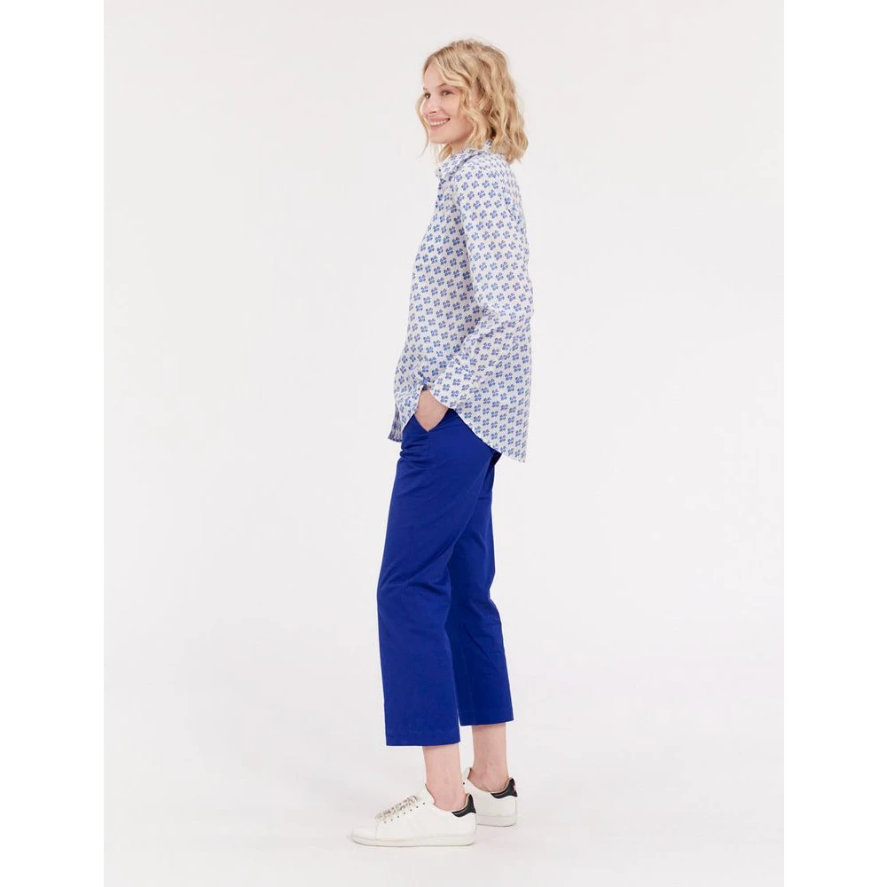 Ines De La Fressange Paris Zomerprint Batiste Shirt Blue Dames