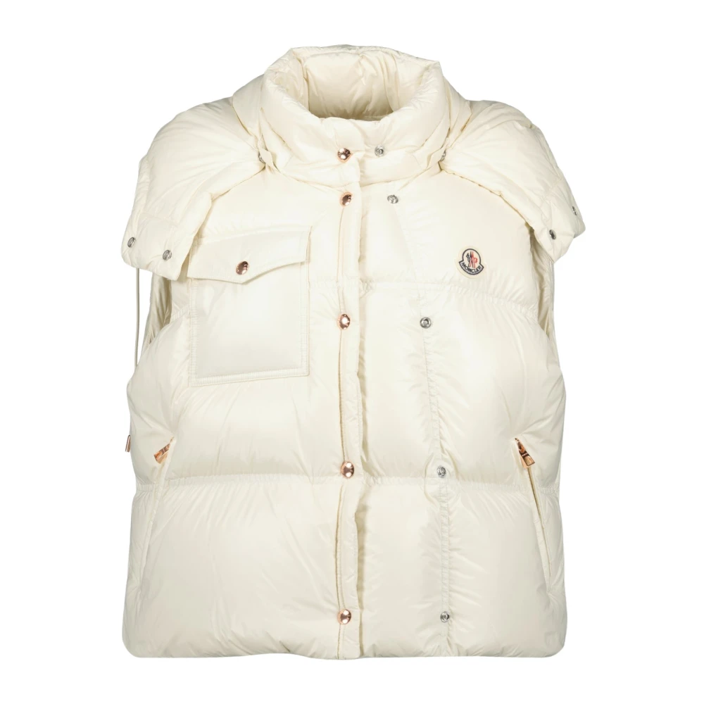 Moncler Women's White Sleeveless Pario Down Vest - Waistcoats - L - Jackets