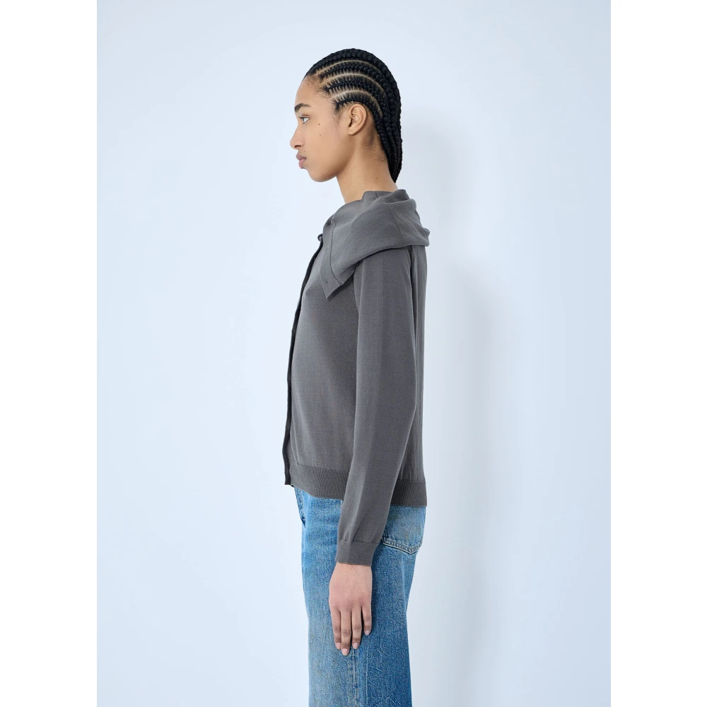 Our Legacy Gebreide Open Cardigan met Omslagkraag Gray Dames