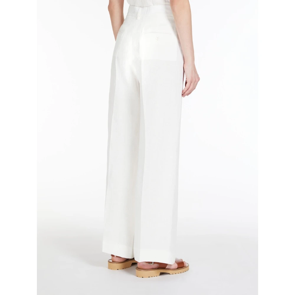 Max Mara Witte Linnen Wijde Broek White Dames