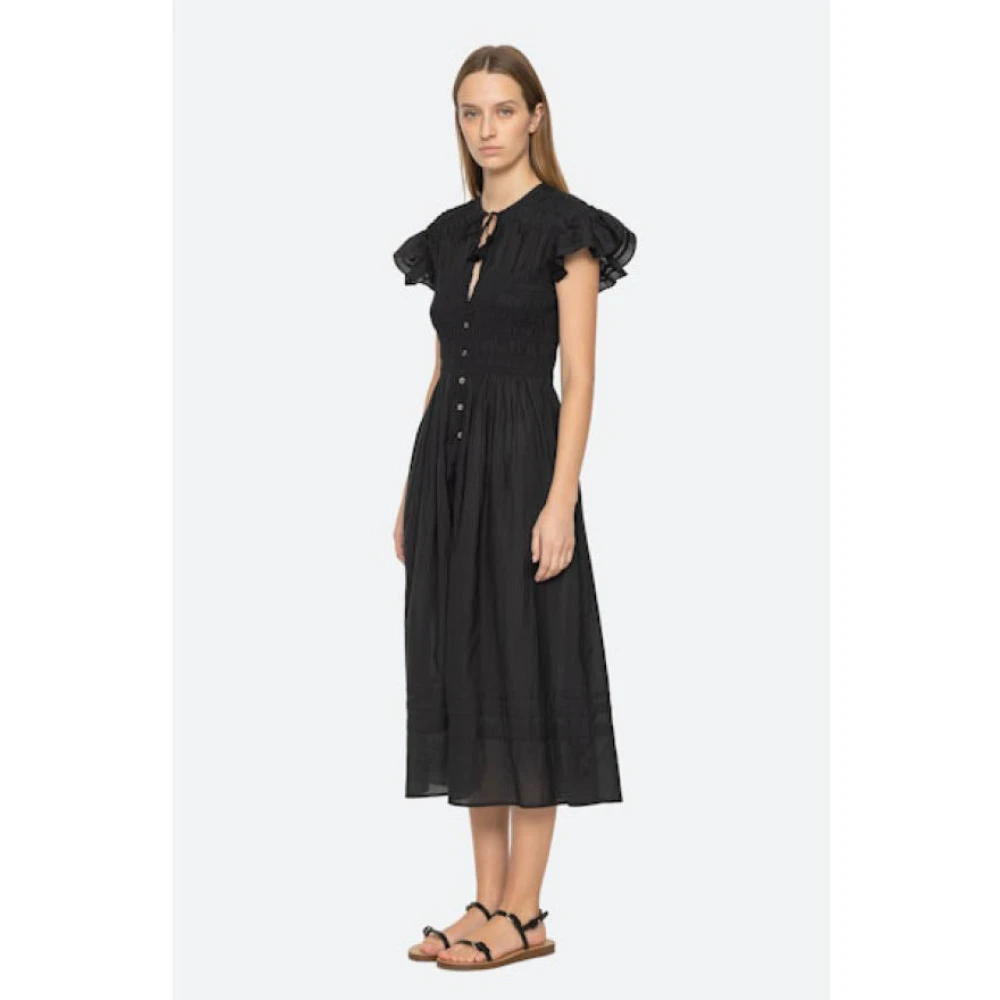 Sea NY Bloemenkatoenen jurk met kwastjes Black Dames