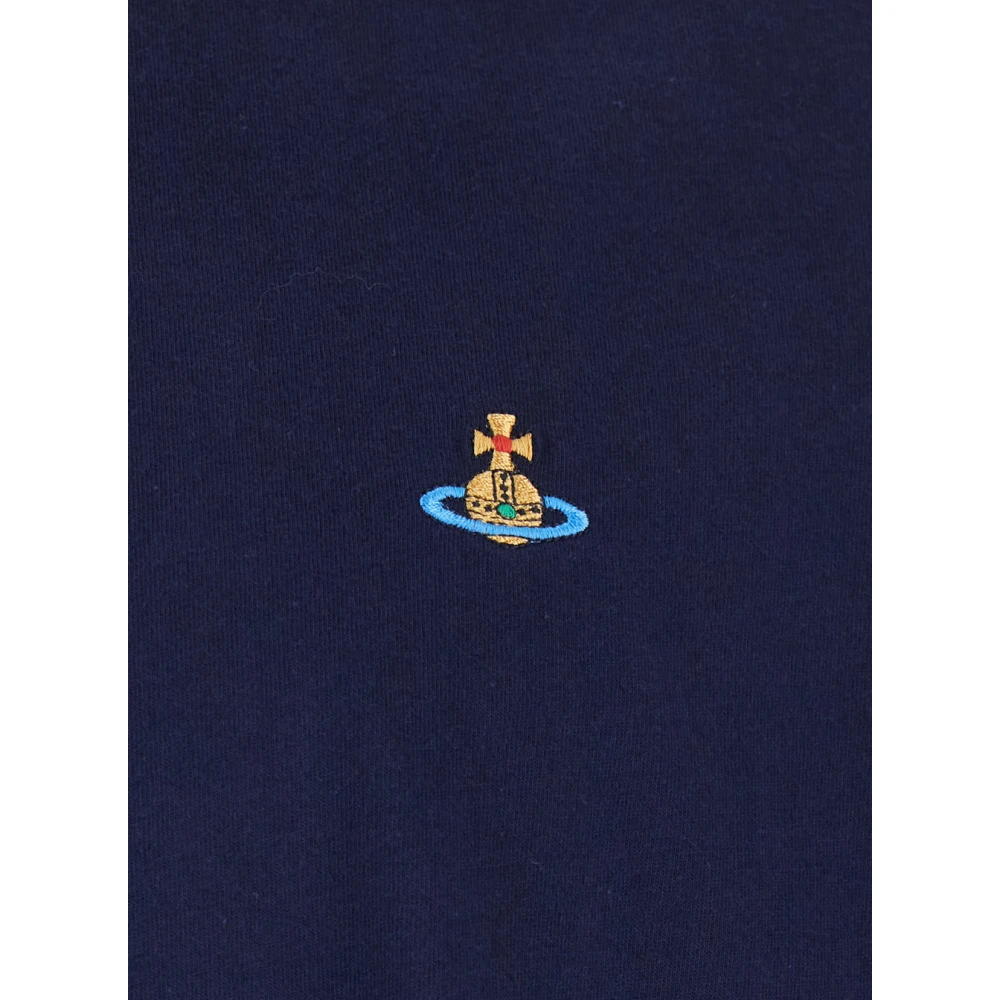Vivienne Westwood Blauw Crewneck T-shirt met Orb Logo Blue Heren
