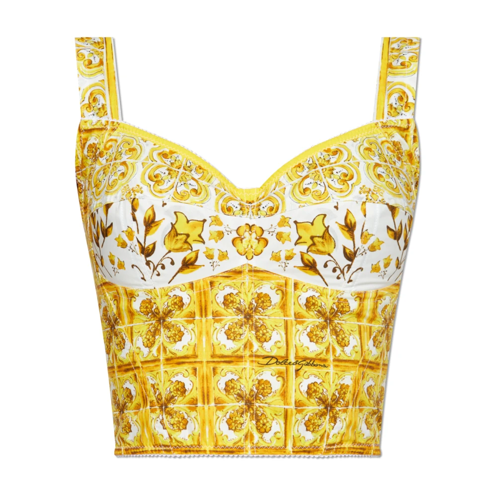 Dolce & Gabbana Top met 'Majolika' print Yellow Dames