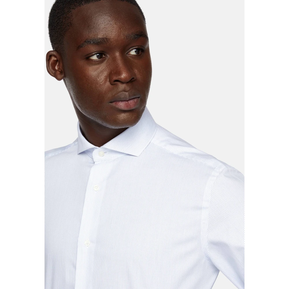 Boggi Milano Twill Napoli-kraag overhemd regular fit gestreept Blue Heren