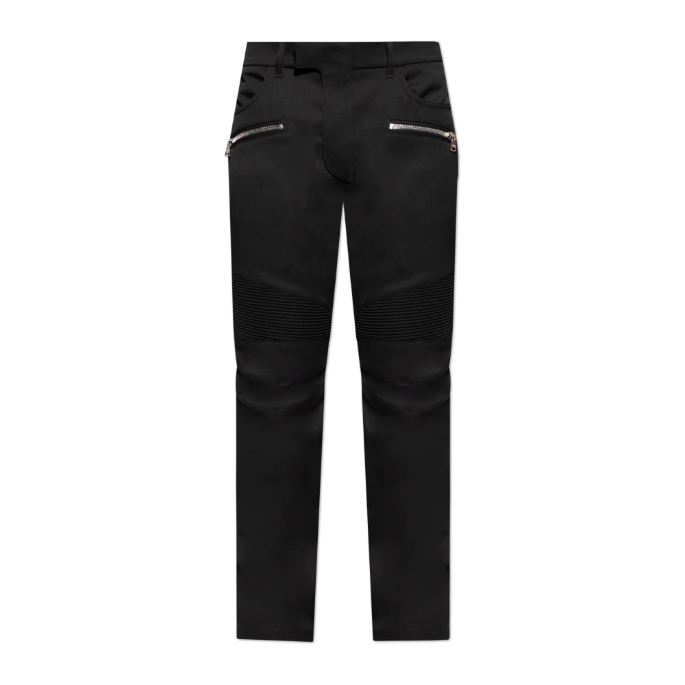 Balmain Op maat gemaakte motorbroek in stretch graan de poudre Black Heren