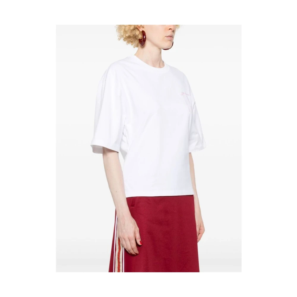 Ganni Witte Katoenen Logo T-shirt White Dames