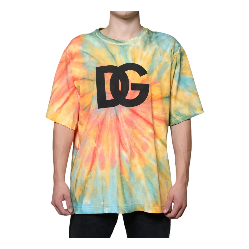 Dolce & Gabbana Men's Colorful Logo Crew Neck T-Shirt
