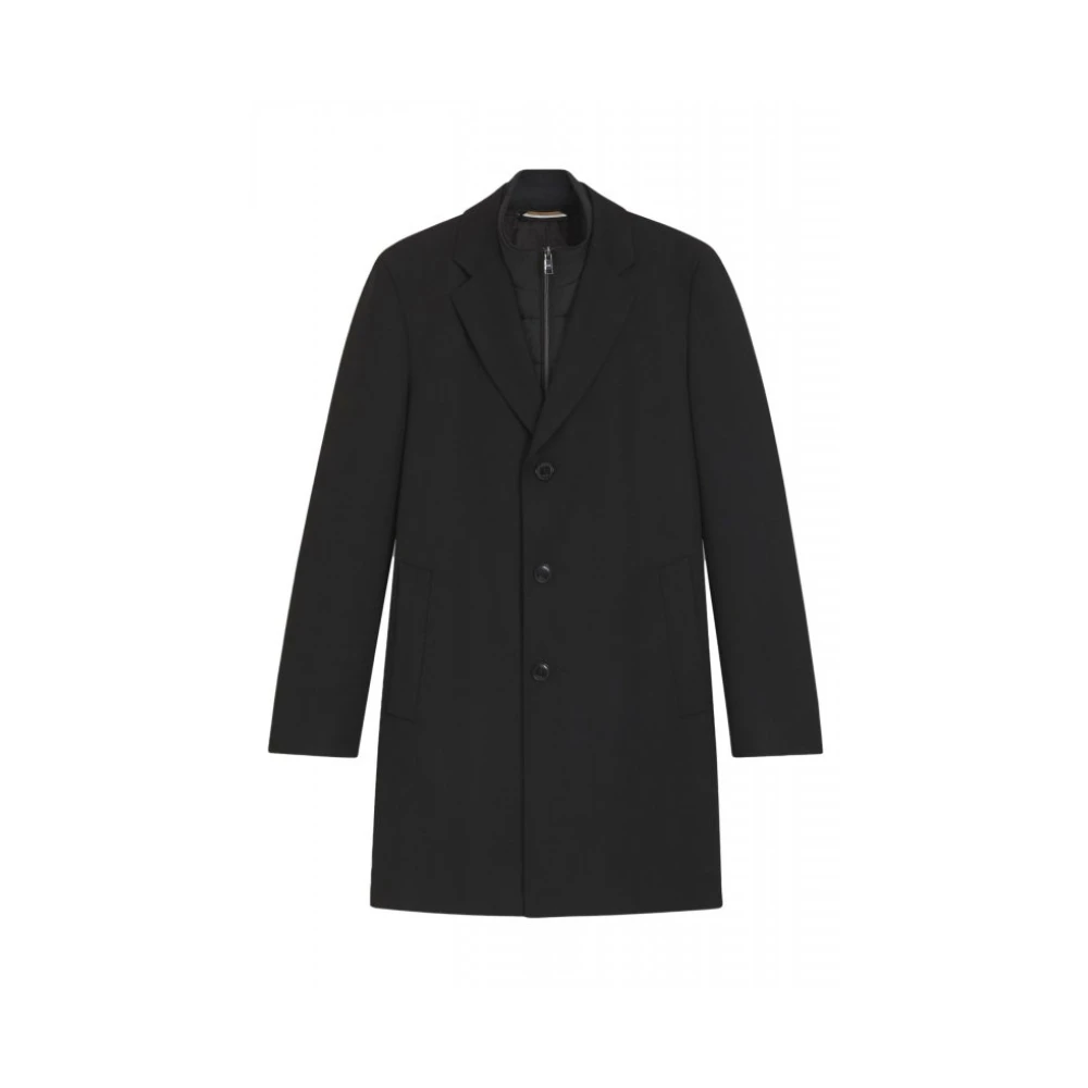 Boss , Single-Breasted Coats, Male, Black, L, H-Hyde Slim-Fit Coat