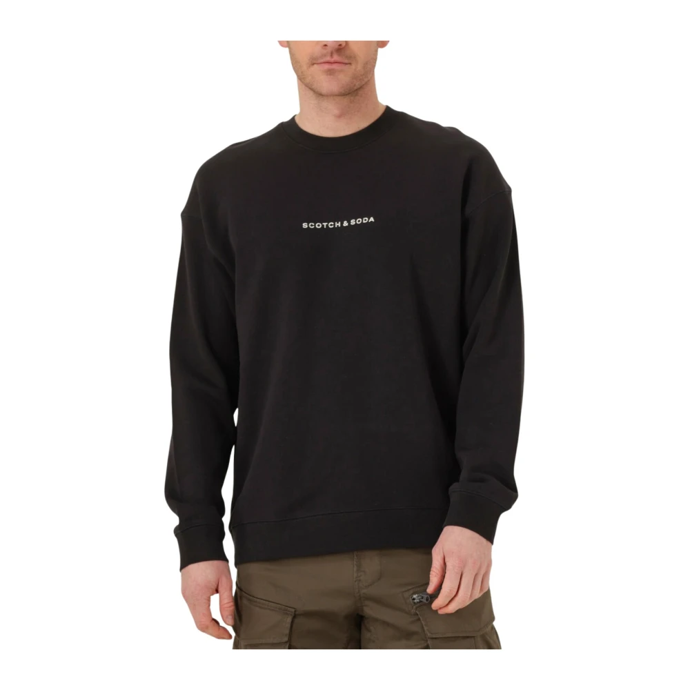 Scotch & Soda Logo Front Chest Sweatshirt Black Heren