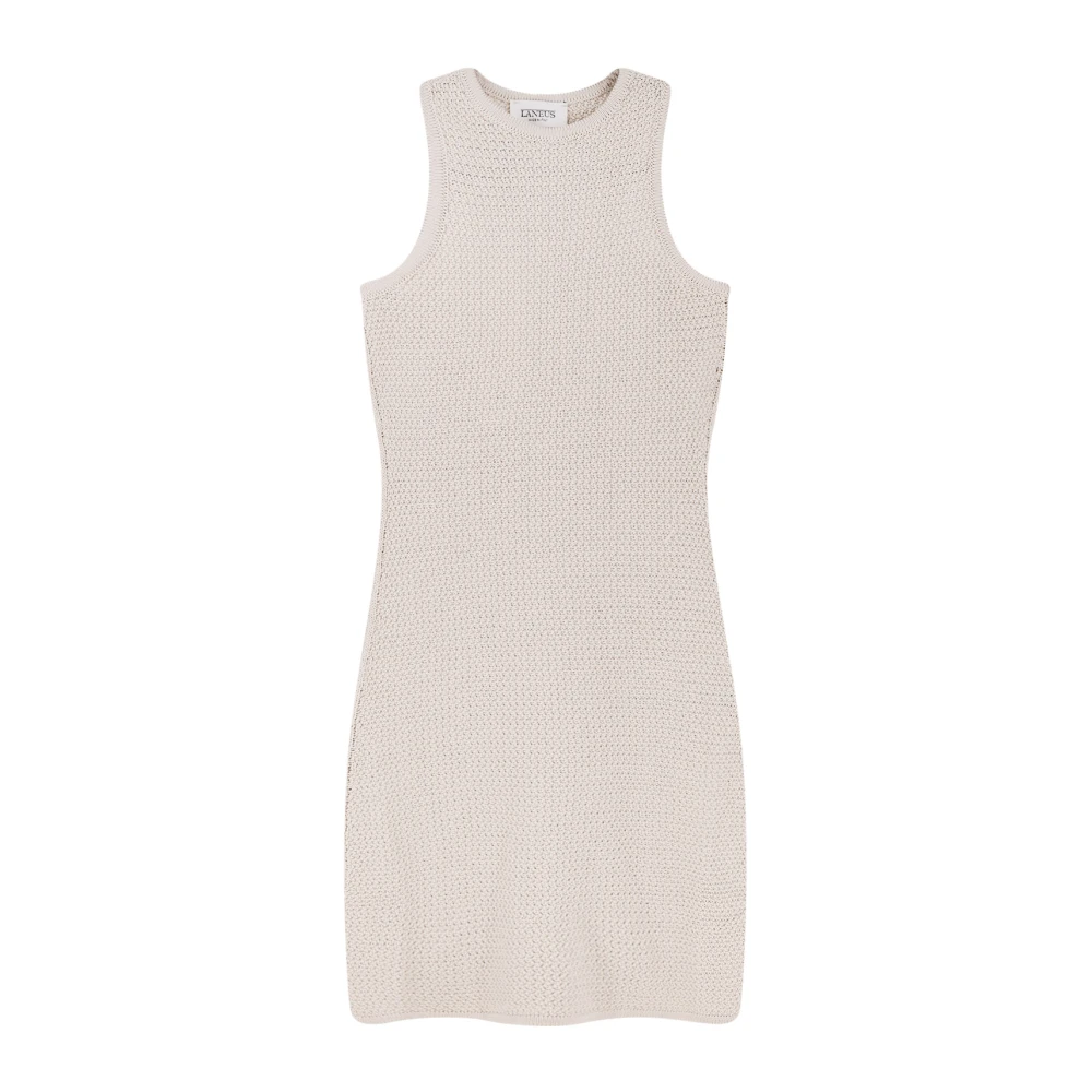 Laneus Women's Beige Sleeveless Knitted Dress - Knitted Dresses - Xs - Dresses