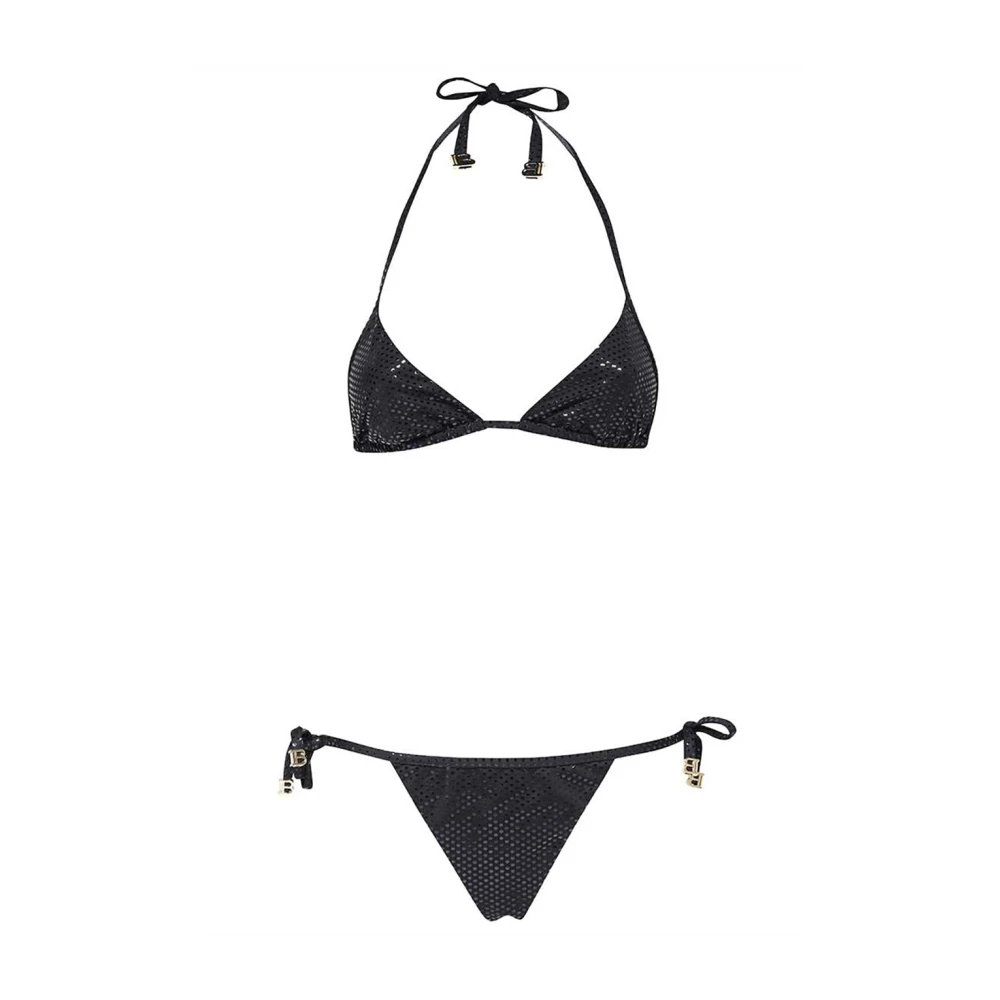 Balmain Metallic Zwarte Bikini Black Dames