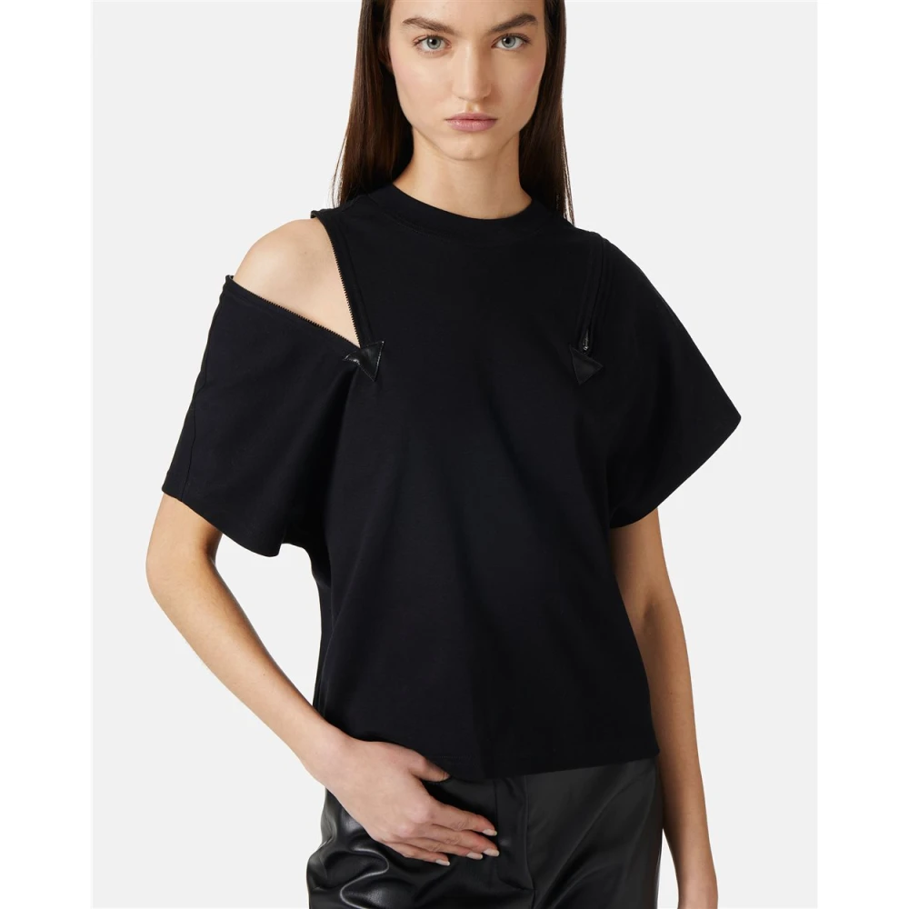 Iceberg Moderne T-shirt met ritsen Black Dames