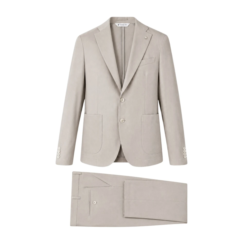 Manuel Ritz Beige Single Breasted Suits, Male, M, Single Breasted Suit