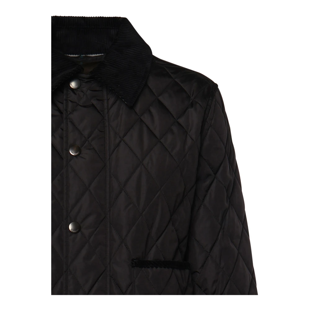 Burberry Zwarte Diamant Gewatteerde Jas Black Dames
