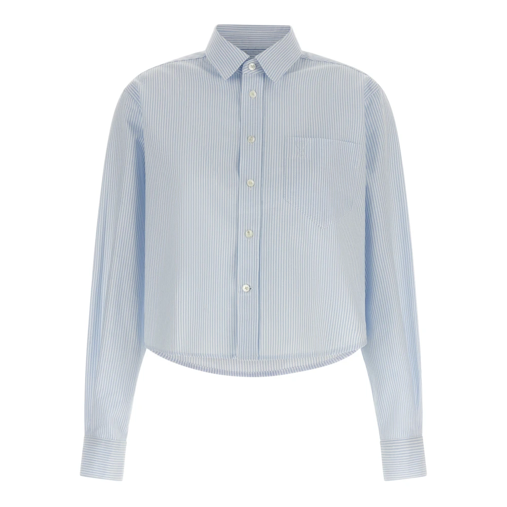 Ami Paris Blue Shirts, Female, Xs, Cropped Striped Shirt