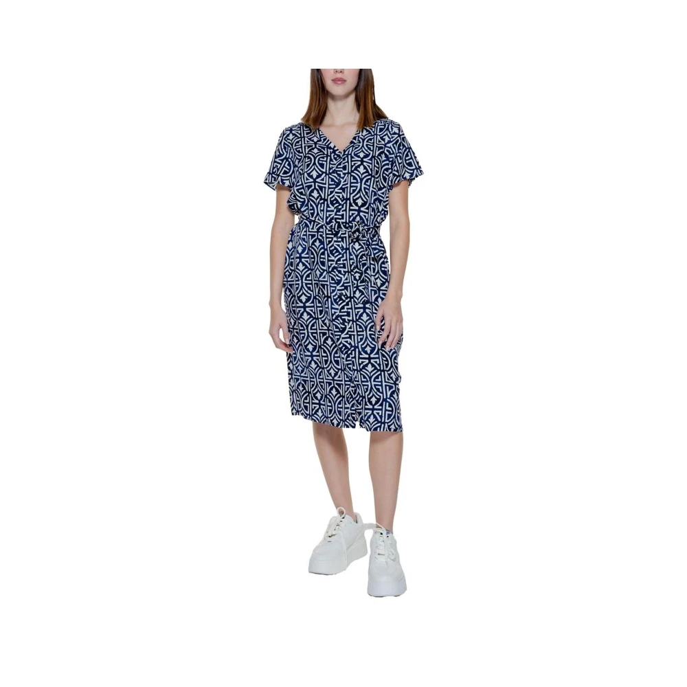 Street One Elegante Viscose Lange Jurk Collectie Blue Dames