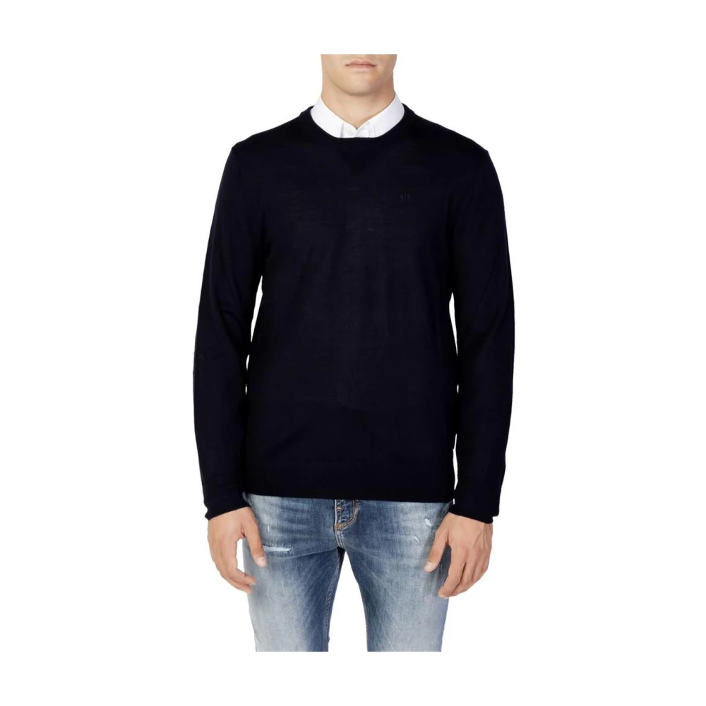 Armani Exchange Blå Ull Crew Neck Sweater