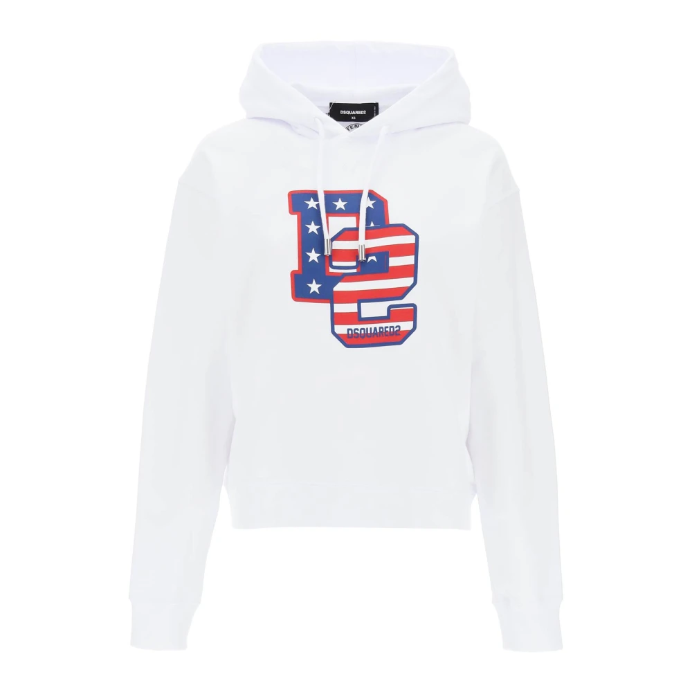 Dsquared2 Grafische Print Cool Fit Hoodie White Dames