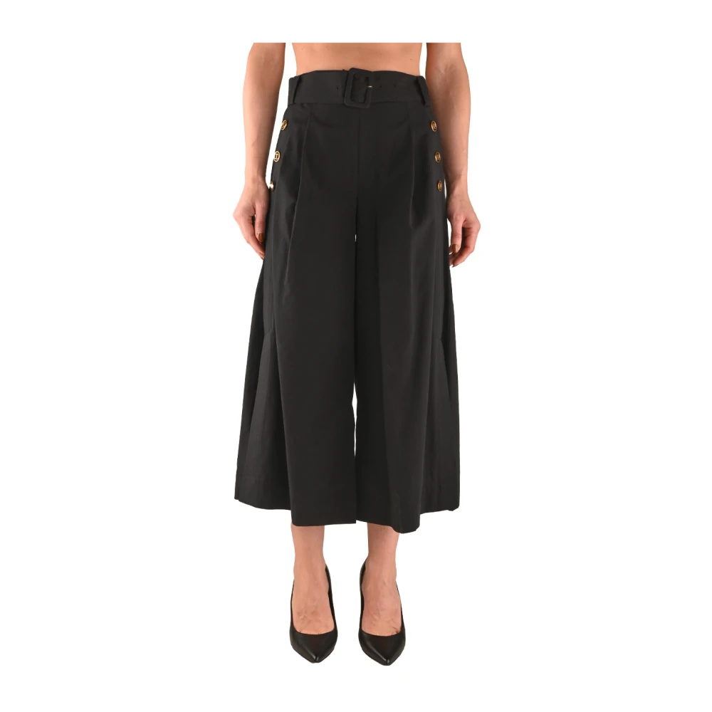 Twinset Katoenen Palazzo Broek met Plooien Black Dames