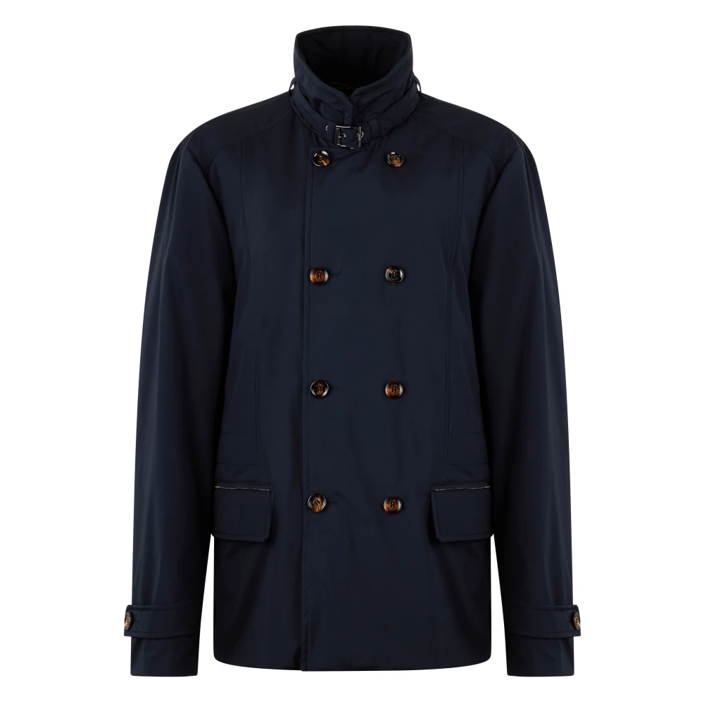 Moorer Men's Blue Double-Breasted Coats, 2XL, Elegant Winter Jacket