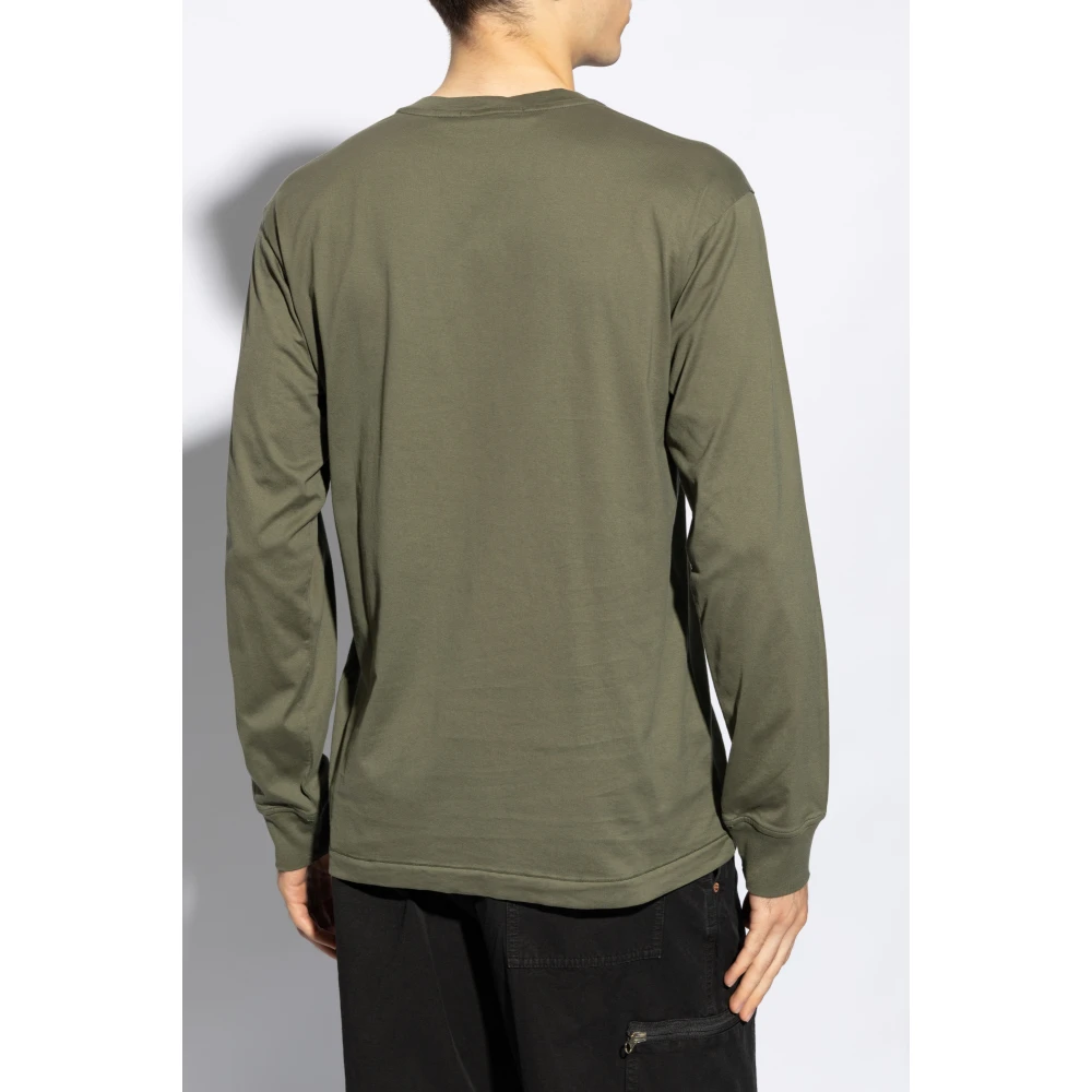 Stone Island T-shirt met logo patch Green Heren