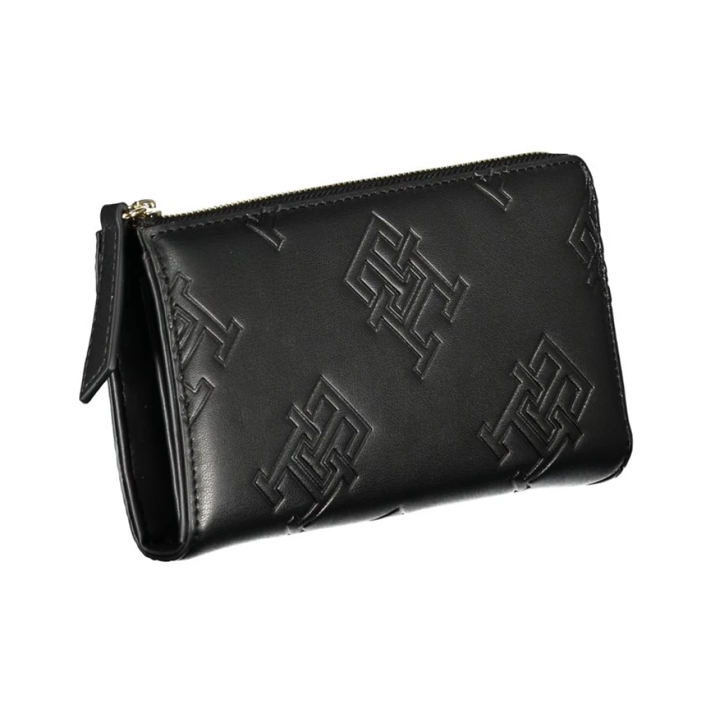 Tommy Hilfiger Elegante Portemonnee met Rits en Contrasterende Accenten Black Dames