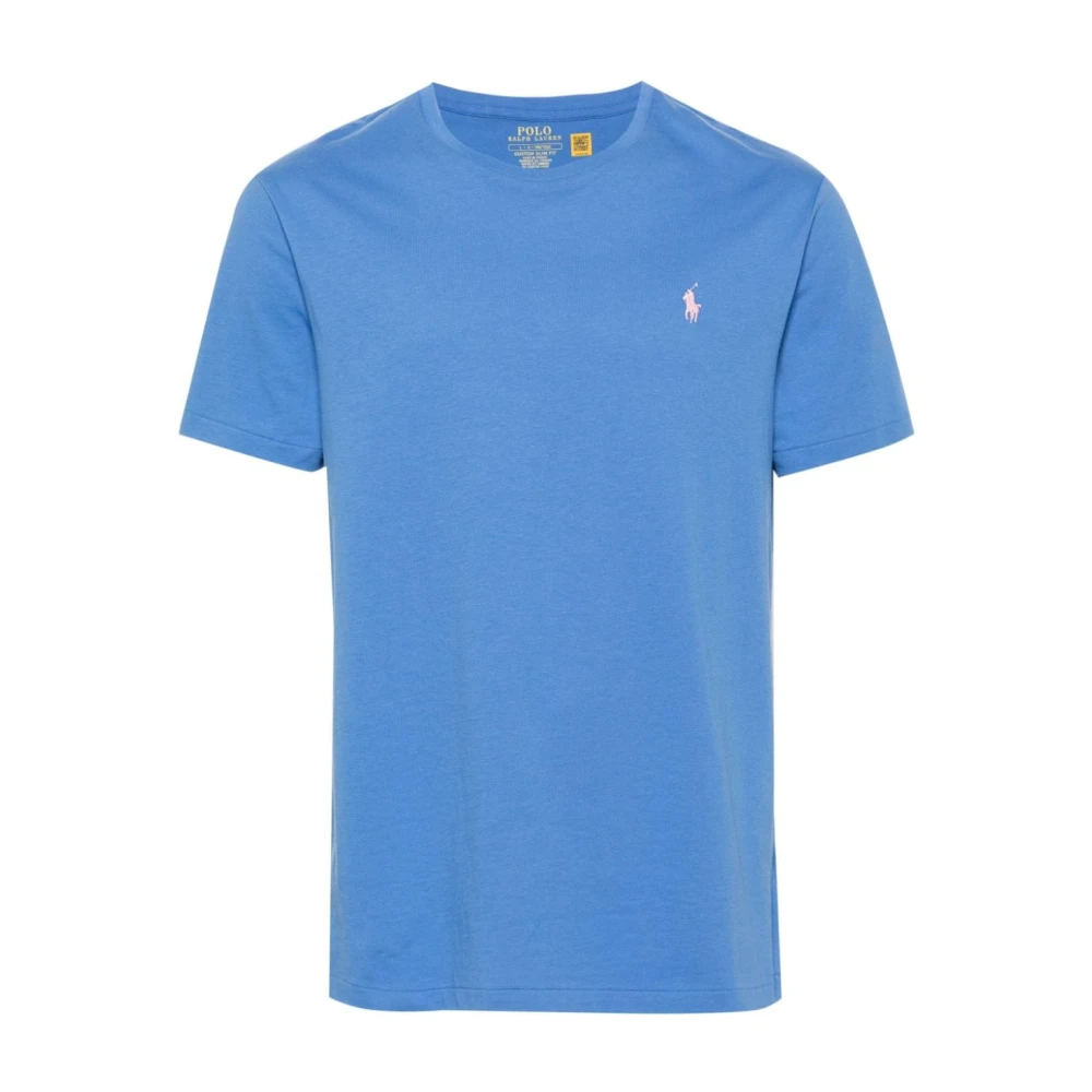 Polo Ralph Lauren Blauwe Crewneck T-shirt met Geborduurde Pony Blue Heren