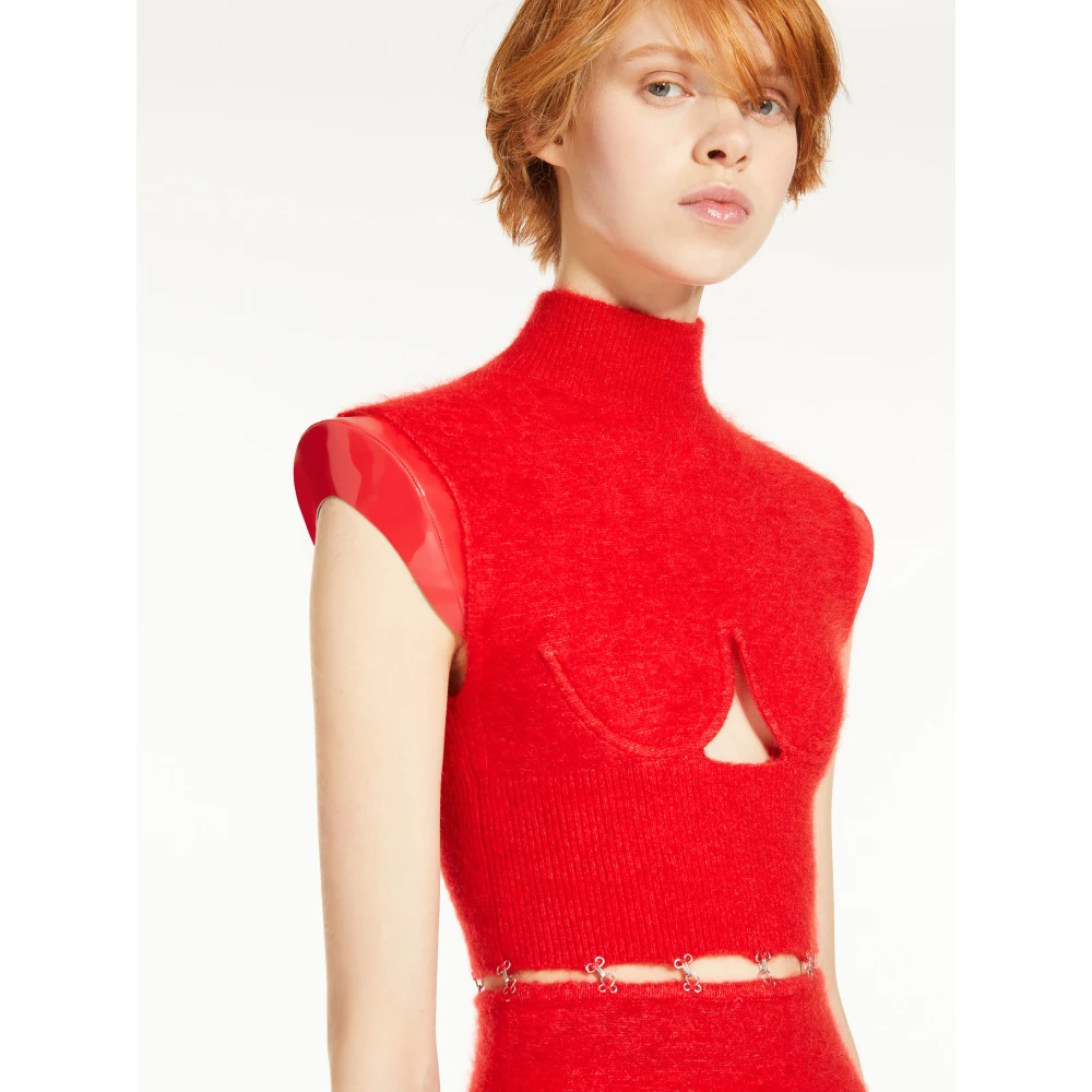 SPORTMAX Chique Midi Jurk met Metallic Clips Red Dames