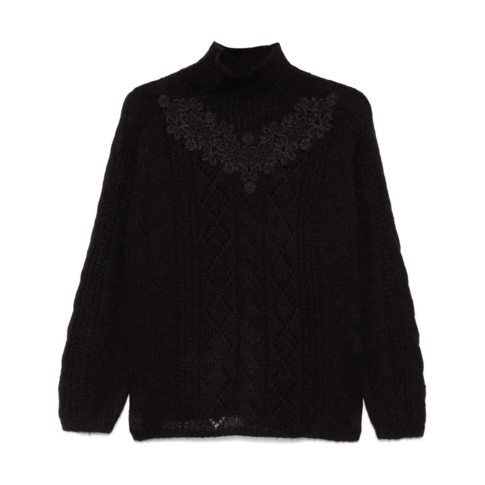 Twinset Zwarte Kant Truien Black Dames