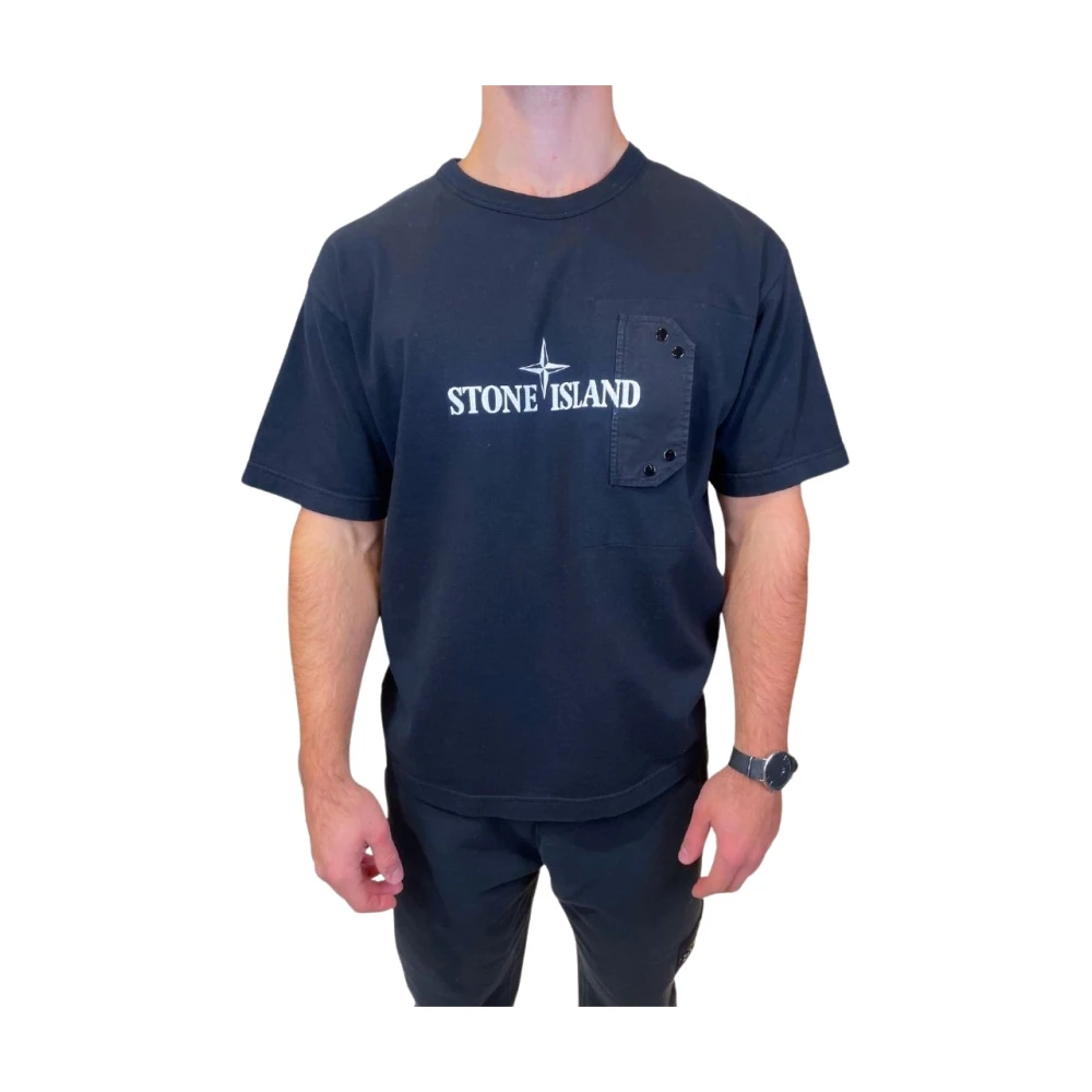 Stone Island Casual Katoenen T-Shirt Blue Heren