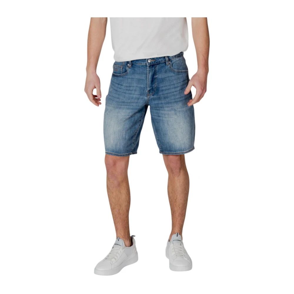 Armani Exchange Men's Blue Denim Shorts, W29, Zip Shorts With Pockets