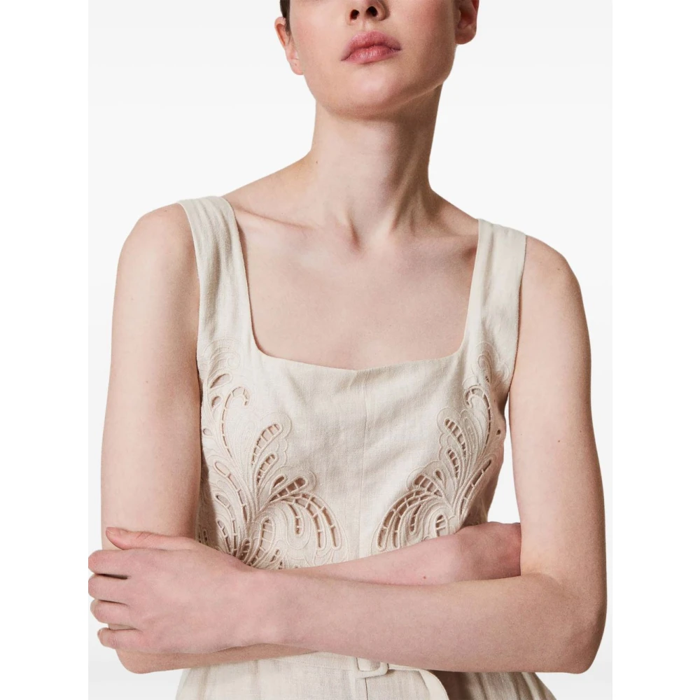 Twinset Witte Jumpsuit met Riem in de Taille White Dames