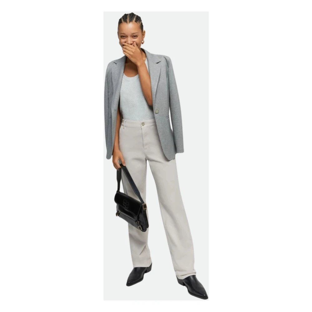 Iblues Lichtgrijze katoenen stretchbroek Gray Dames