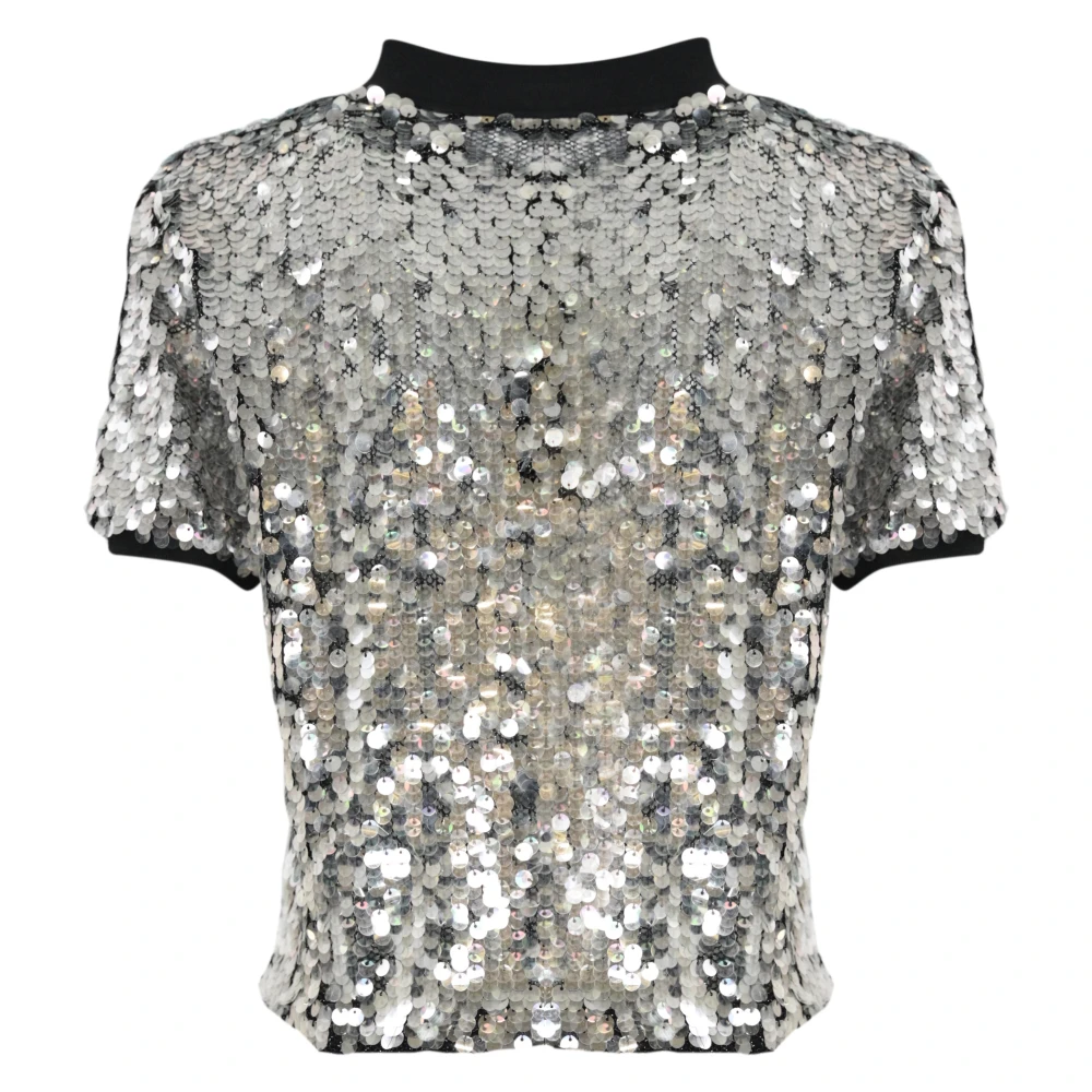pinko Paillet Polo Sweater Zwart Zilver Black Dames