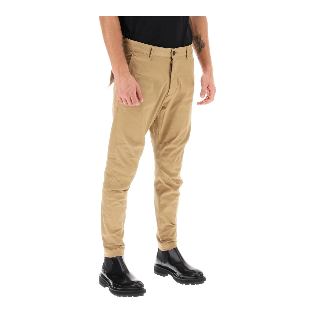Dsquared2 Men's Brown Slim Fit Low-Rise Chino Pants
